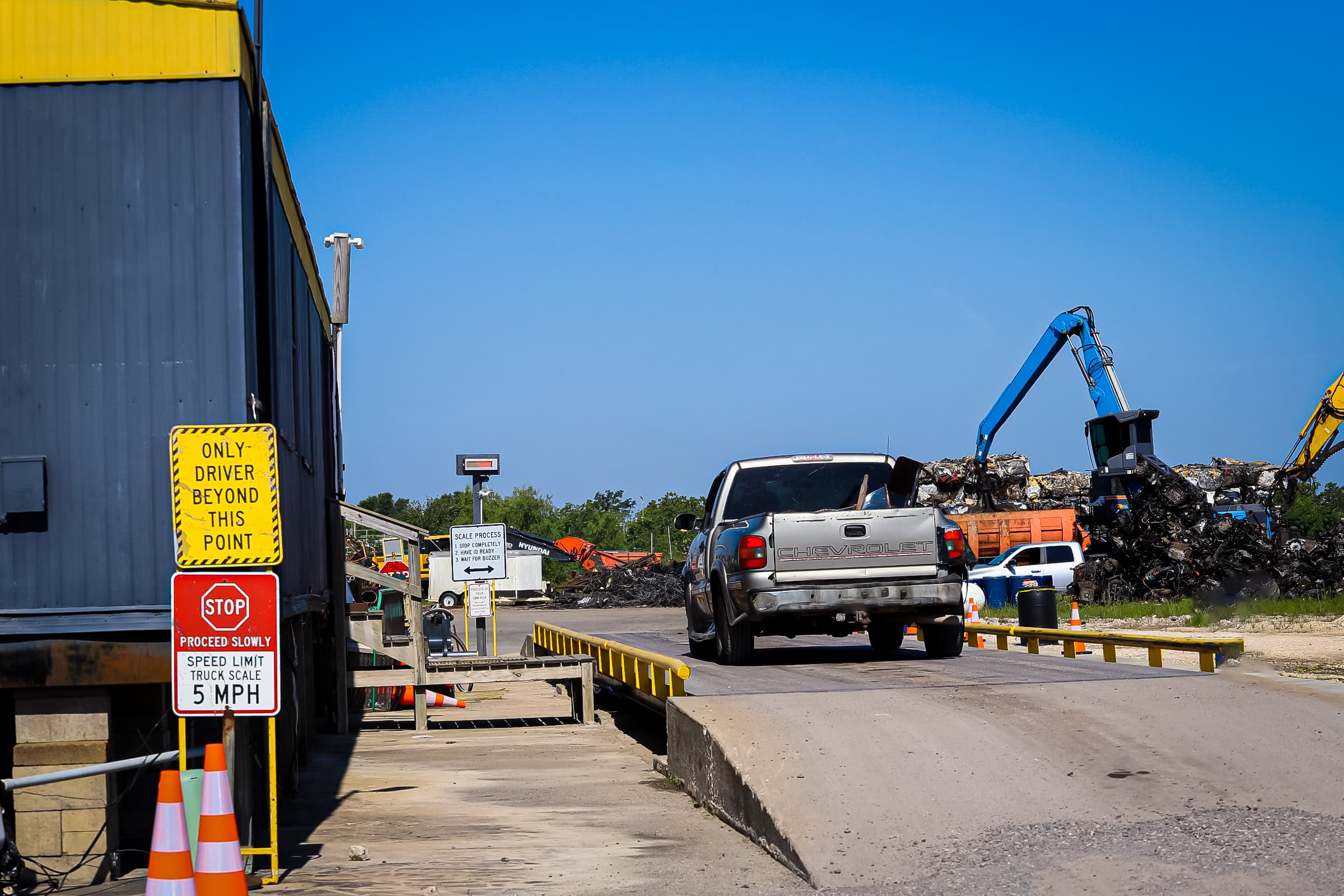 Truck on certified scales at Port Arthur Recycling